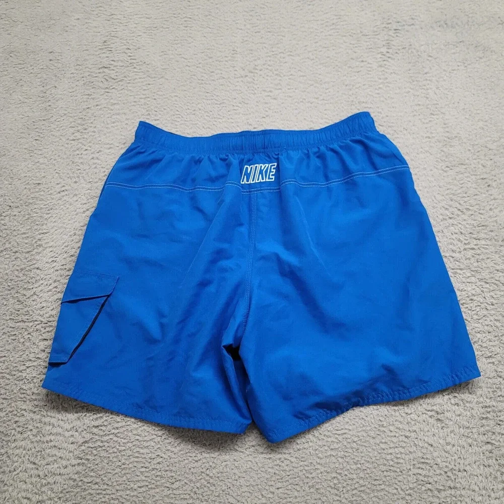 Nike‎ Shorts Mens XXL Blue Lined Swim Shorts Logo Beach Swim Drawstring Outdoors